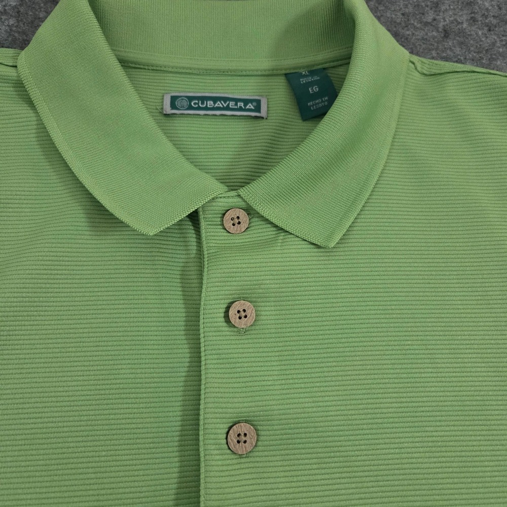 Cubavera Mens XL Green Polo Shirt Textured Performance Golf Casual Resort